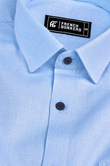 Vestia sky blue cotton solid shirt