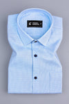 Vestia sky blue cotton solid shirt