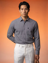 Fralix Black Houndstooth Jacquard Premium Giza Shirt
