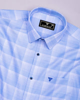 Auric Blue Houndstooth Check Premium Giza Shirt