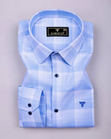 Auric Blue Houndstooth Check Premium Giza Shirt
