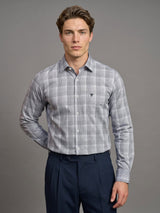 Auric Silver Gray Houndstooth Check Premium Giza Shirt