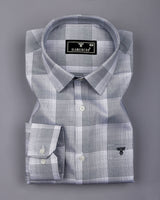Auric Silver Gray Houndstooth Check Premium Giza Shirt
