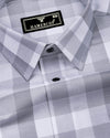 Ravon Gray With White Twill Check Premium Giza Shirt
