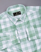 Ravon Green With White Twill Check Premium Gizza Shirt