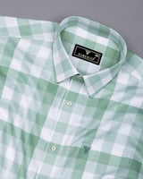 Ravon Green With White Twill Check Premium Gizza Shirt