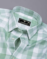 Ravon Green With White Twill Check Premium Gizza Shirt