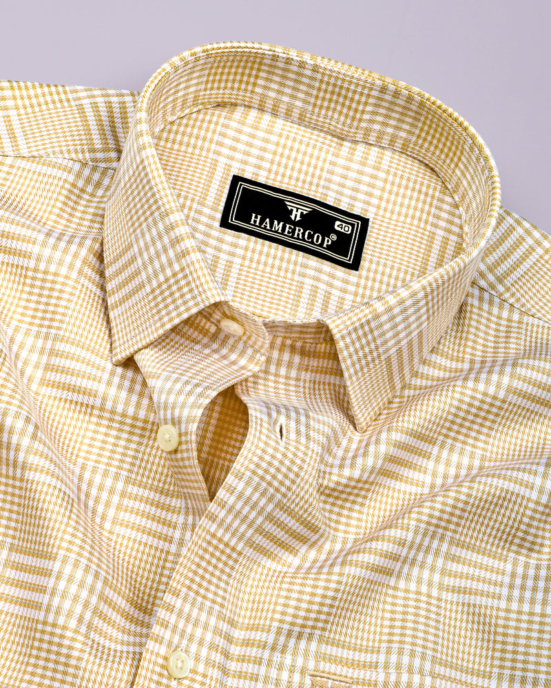 Luxor Cream With White Check Premium Giza Shirt