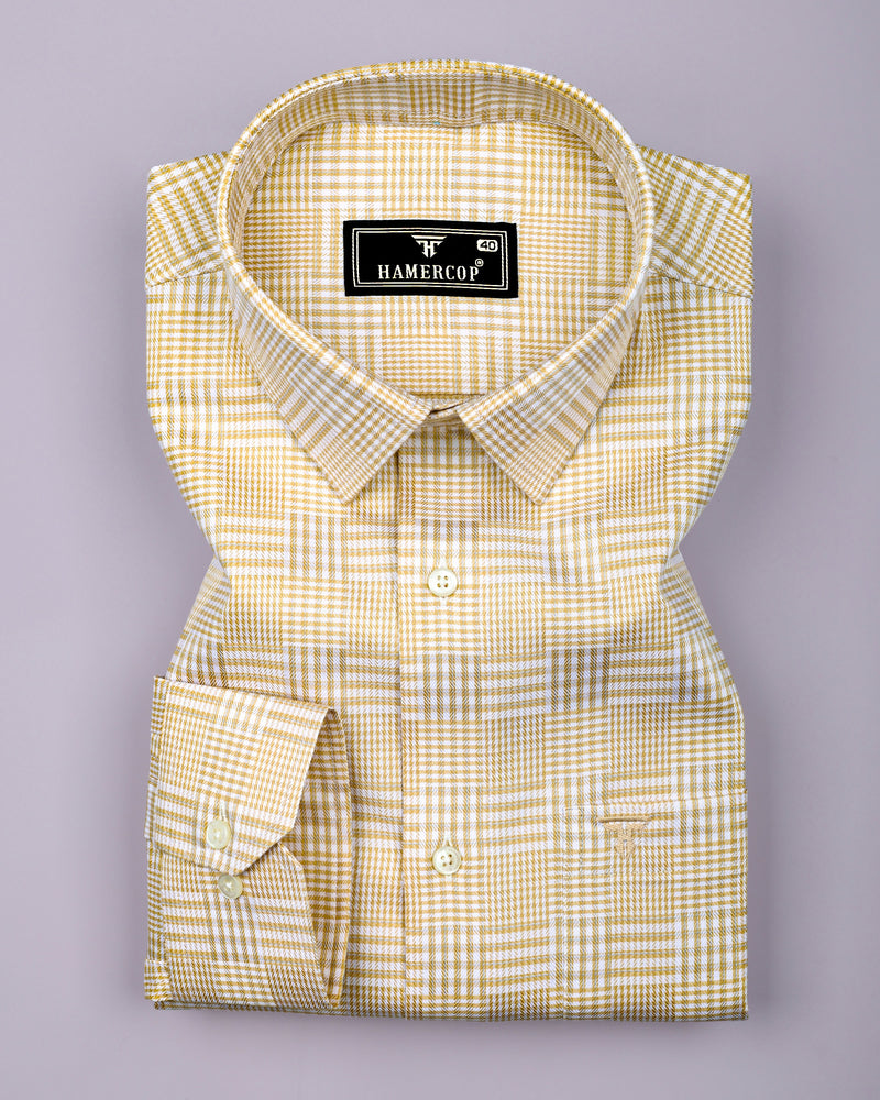 Luxor Cream With White Check Premium Giza Shirt