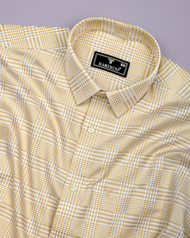 Luxor Cream With White Check Premium Giza Shirt