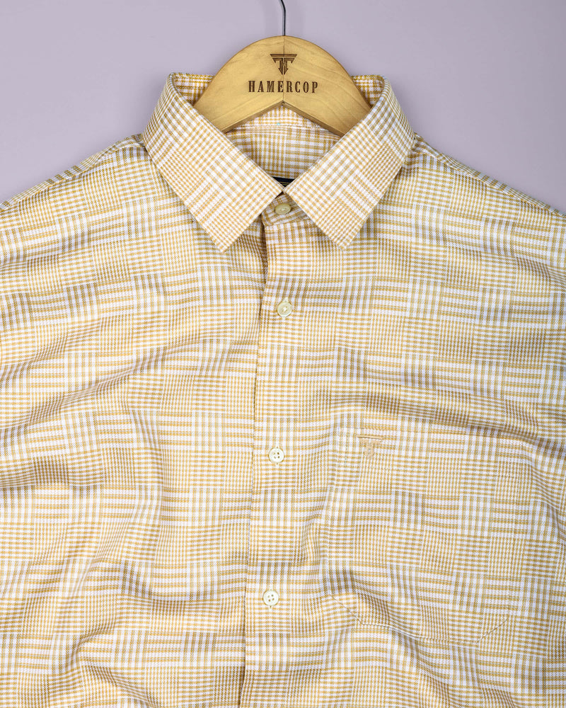Luxor Cream With White Check Premium Giza Shirt