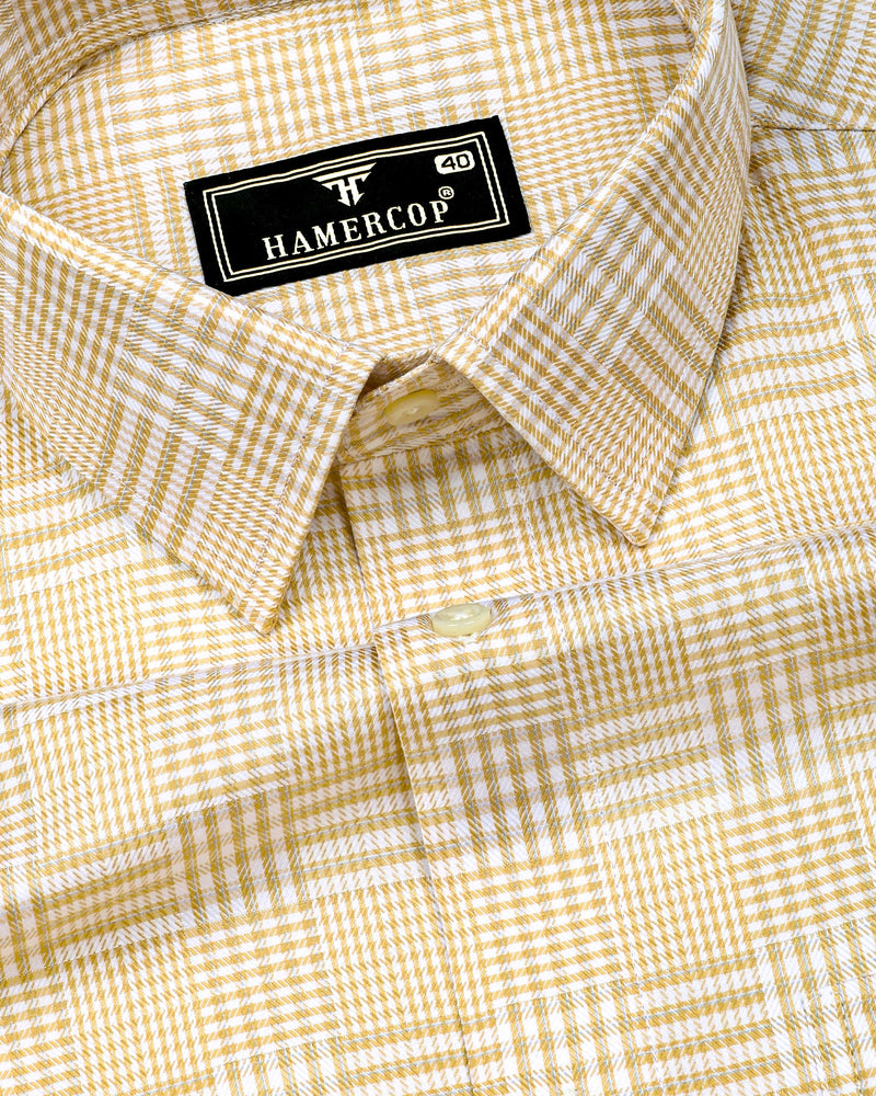 Luxor Cream With White Check Premium Giza Shirt
