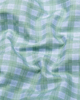 Myth Green With Blue Check Giza Cotton Shirt