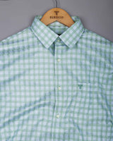 Myth Green With Blue Check Giza Cotton Shirt