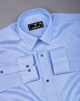 Evora Blue With White Check Premium Giza Shirt