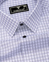 Gravora Gray With White Check Premium Giza Shirt