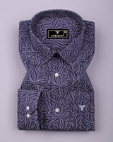 Dynor Violet With White Printed Dobby Cotton Shirt