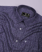 Dynor Violet With White Printed Dobby Cotton Shirt