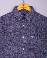 Dynor Violet With White Printed Dobby Cotton Shirt