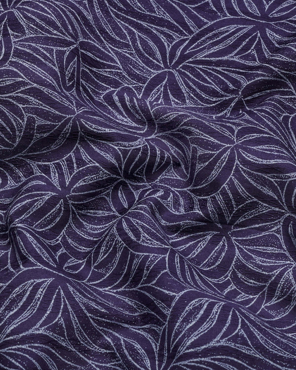 Dynor Violet With White Printed Dobby Cotton Shirt