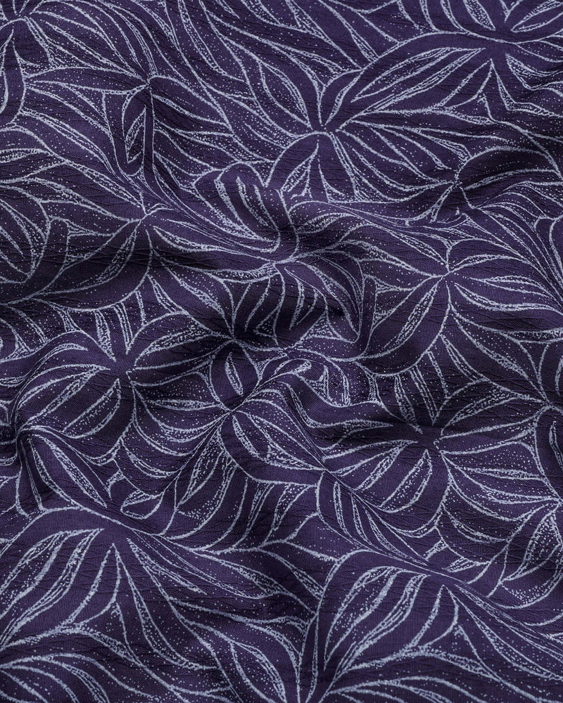 Dynor Violet With White Printed Dobby Cotton Shirt