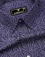 Dynor Violet With White Printed Dobby Cotton Shirt