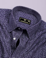 Dynor Violet With White Printed Dobby Cotton Shirt