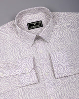 Dynor White With Purple Printed Dobby Cotton Shirt