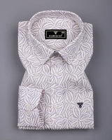 Dynor White With Purple Printed Dobby Cotton Shirt