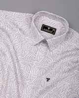 Dynor White With Purple Printed Dobby Cotton Shirt