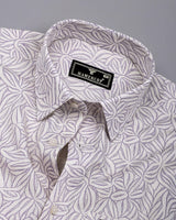 Dynor White With Purple Printed Dobby Cotton Shirt