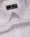 Dynor White With Purple Printed Dobby Cotton Shirt