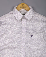 Dynor White With Purple Printed Dobby Cotton Shirt