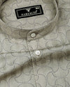 Mirello Cream With Purple Dot Print Dobby Cotton Shirt