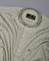 Mirello Cream With Purple Dot Print Dobby Cotton Shirt