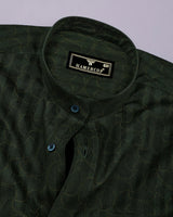 Mirello Green With Yellow Dot Print Dobby Cotton Shirt