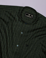 Mirello Green With Yellow Dot Print Dobby Cotton Shirt