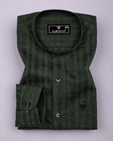 Mirello Green With Yellow Dot Print Dobby Cotton Shirt