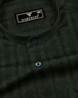 Mirello Green With Yellow Dot Print Dobby Cotton Shirt