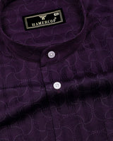 Mirello Purple With Cream Dot Print Dobby Cotton Shirt