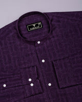 Mirello Purple With Cream Dot Print Dobby Cotton Shirt