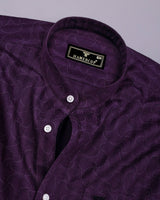 Mirello Purple With Cream Dot Print Dobby Cotton Shirt
