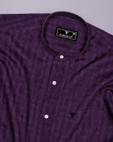 Mirello Purple With Cream Dot Print Dobby Cotton Shirt