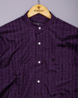Mirello Purple With Cream Dot Print Dobby Cotton Shirt