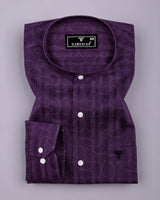 Mirello Purple With Cream Dot Print Dobby Cotton Shirt