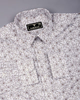 Calver White With Brown Printed Cotton Shirt