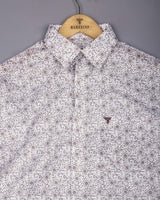 Calver White With Brown Printed Cotton Shirt