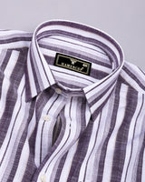 Maxico Dark Purple Dobby Stripe Cotton Shirt