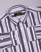 Maxico Dark Purple Dobby Stripe Cotton Shirt