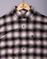 Velen Cream With Purple Check Formal Cotton Shirt